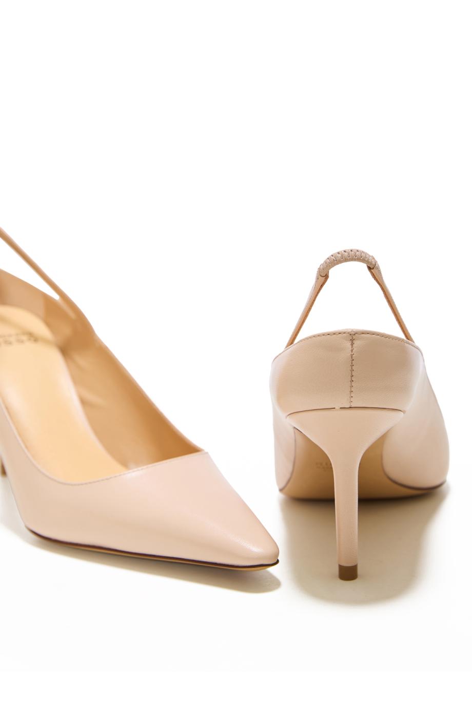 Open-back 75 leather pumps in nude