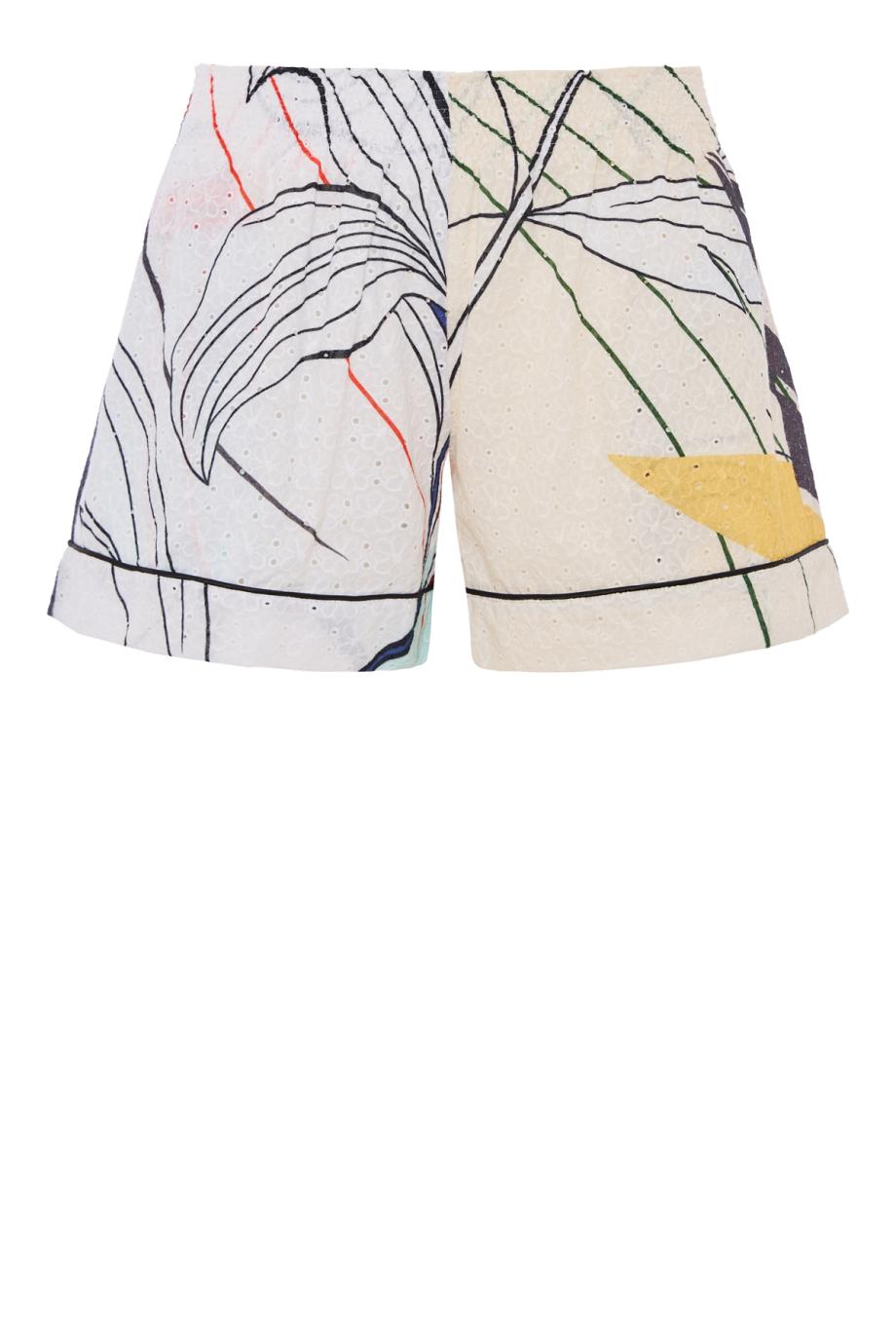 Toante 874 printed cotton shorts in floral geometry