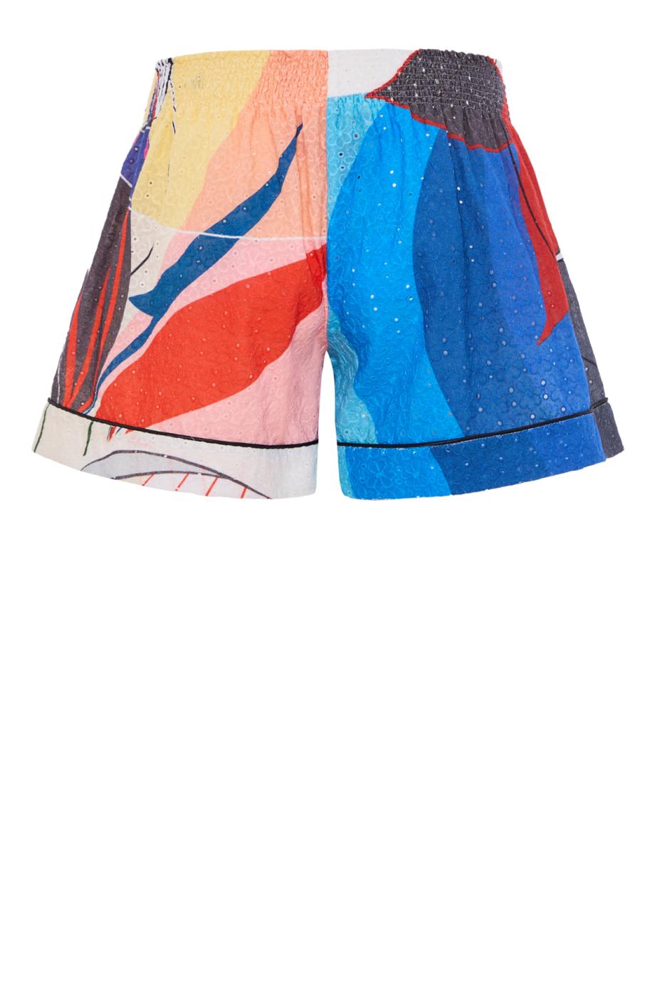 Toante 874 printed cotton shorts in floral geometry