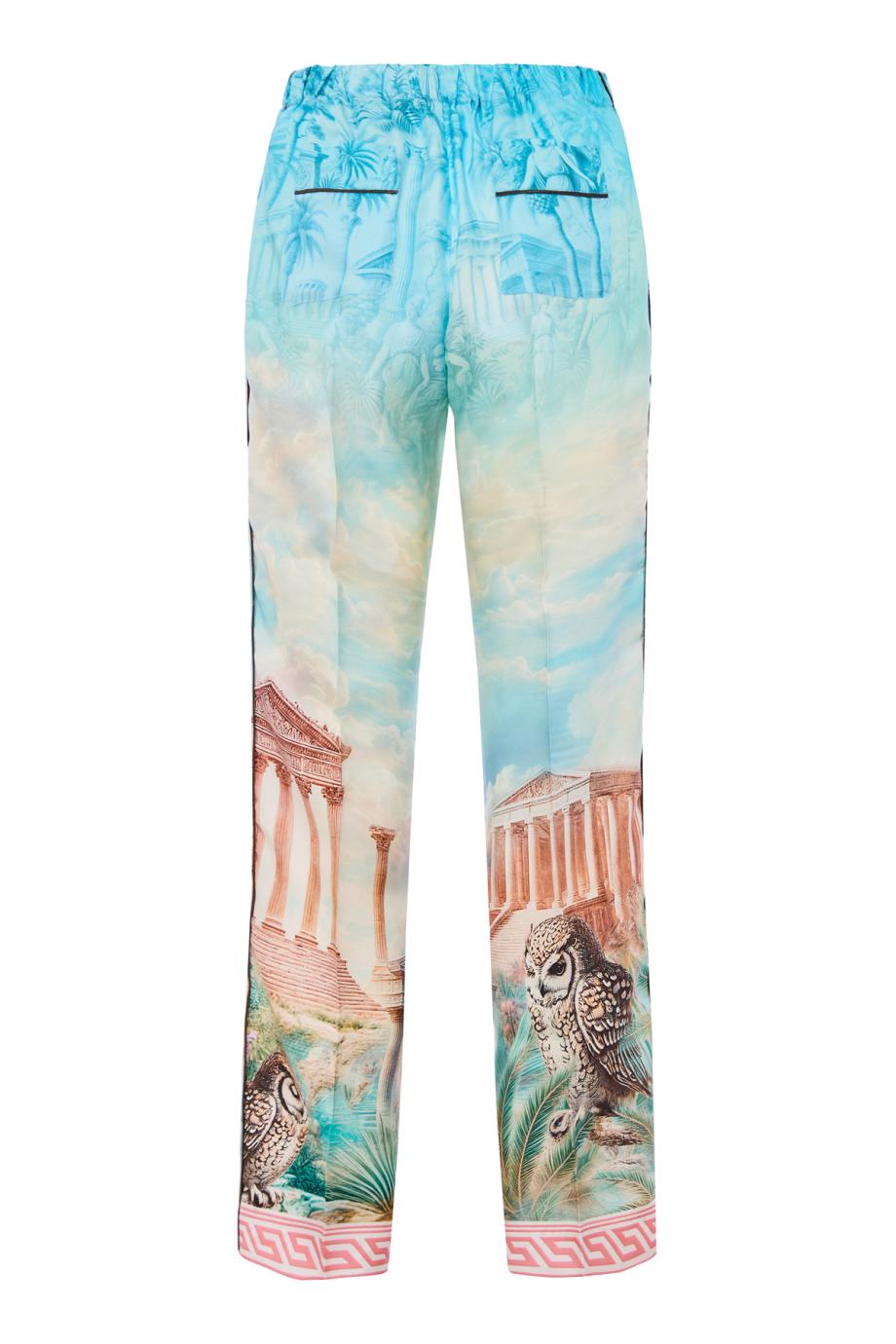 F.R.S. Special Edition - Etere printed silk cuffed pants in owl blue