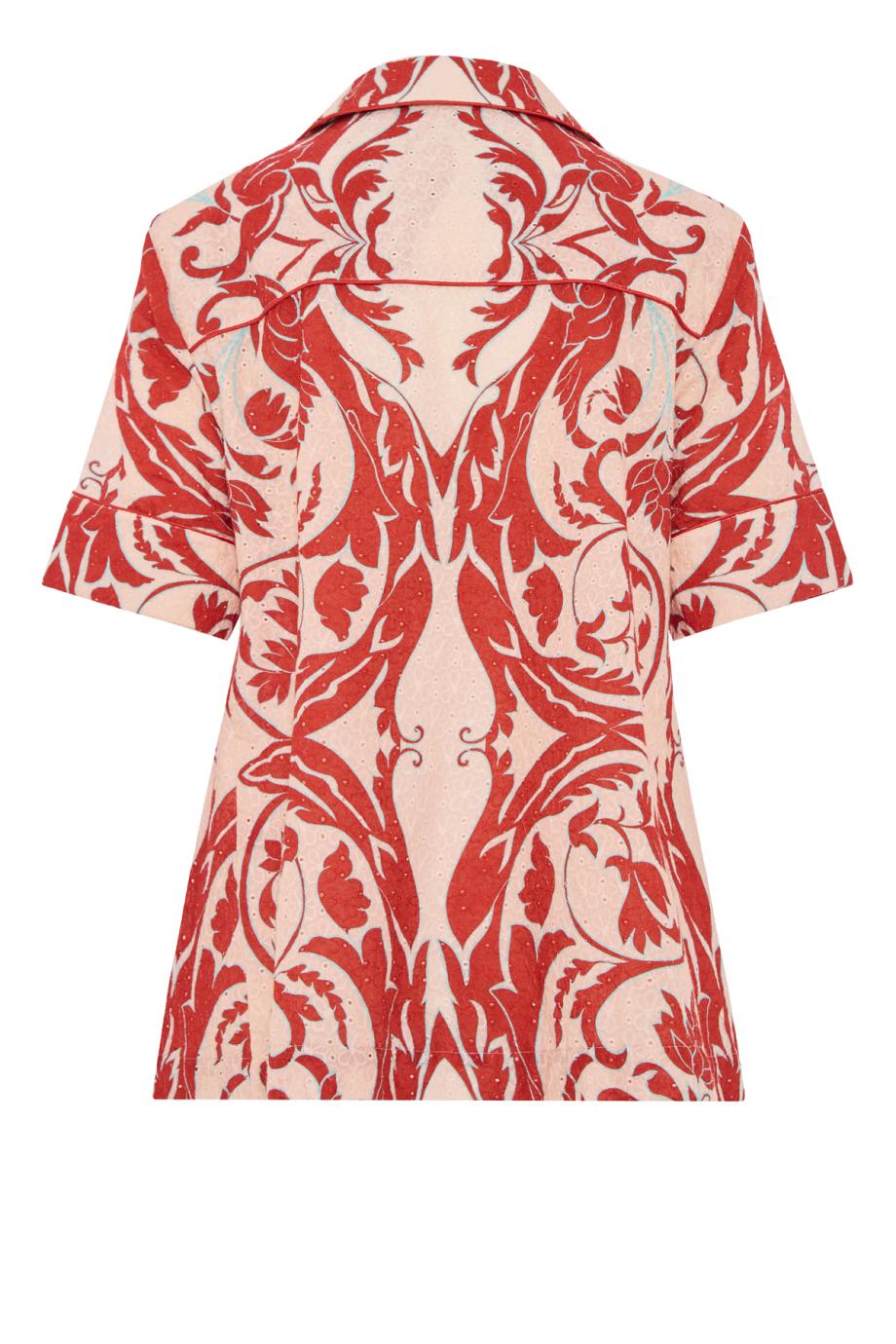 Bendis 906 printed cotton pajama shirt in red barque