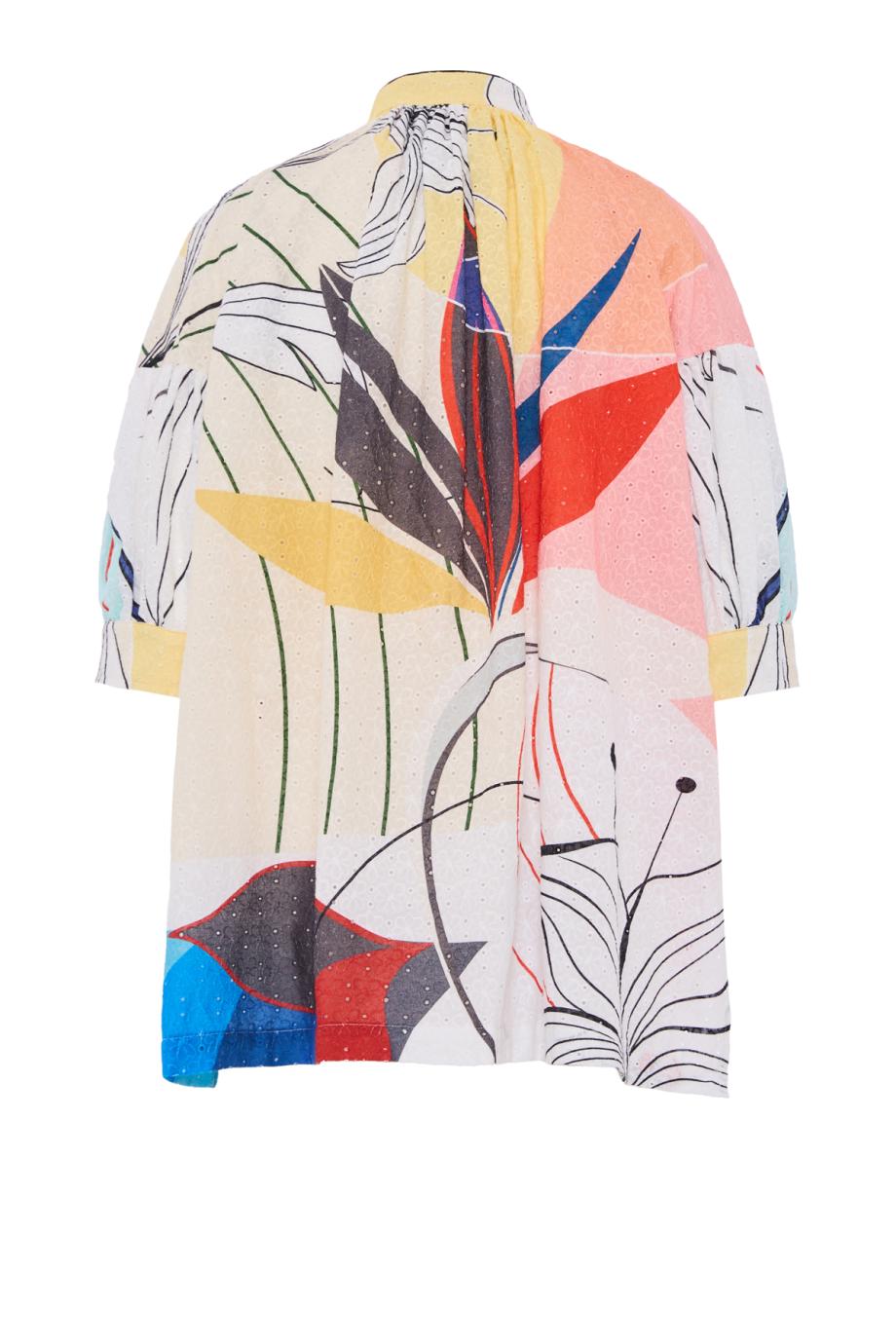Ploto printed cotton pajama shirt in floral geometry 