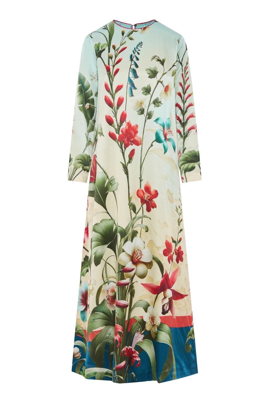 Delfino printed silk-blend midi dress in wild floral