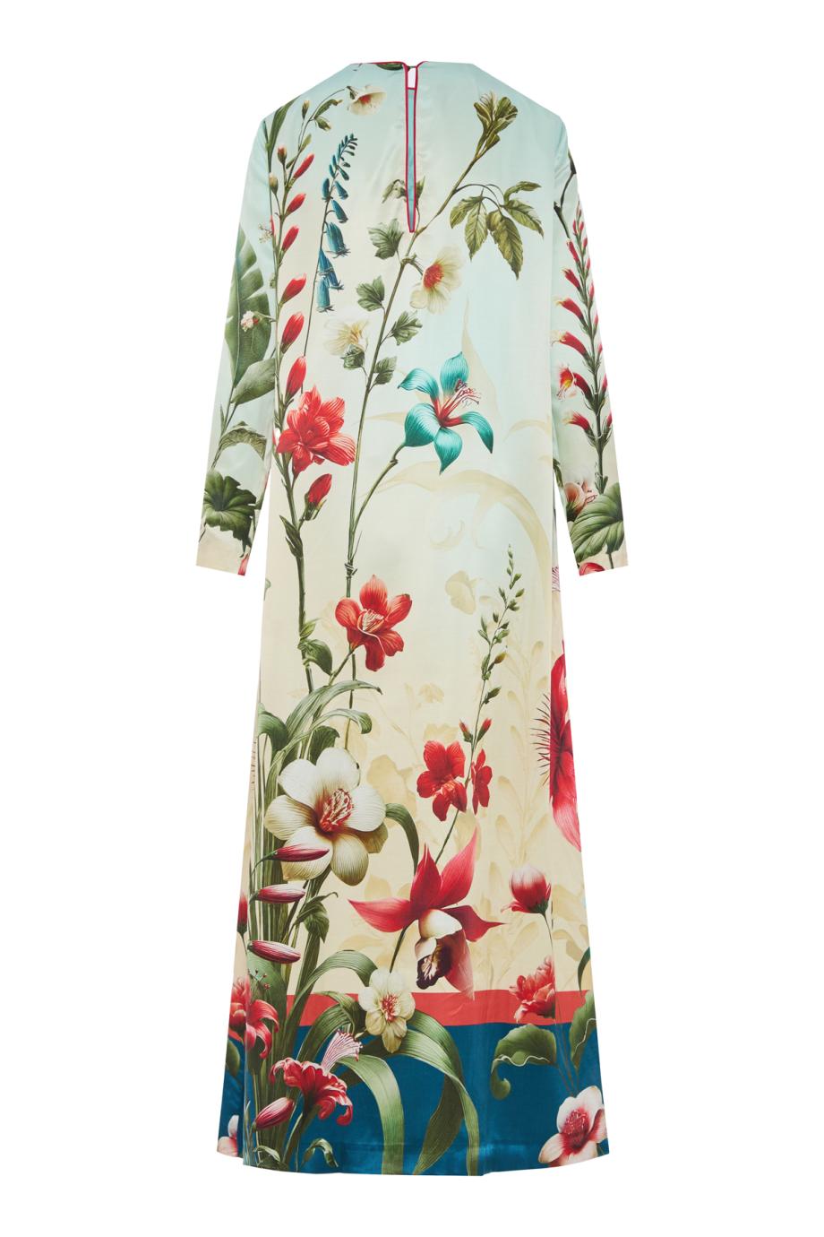 Delfino printed silk-blend midi dress in wild floral