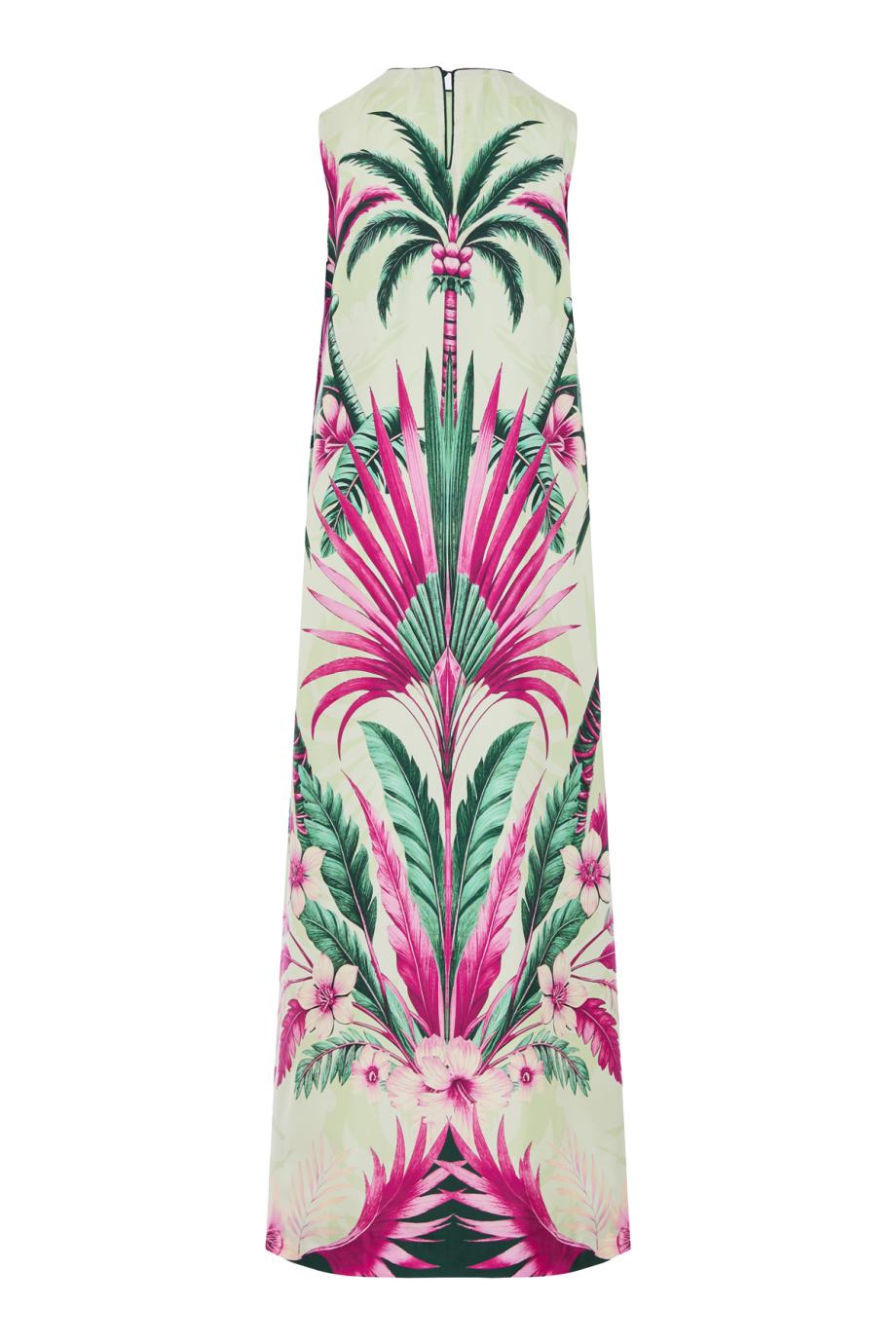 Penelope printed silk maxi dress in palm bouquet