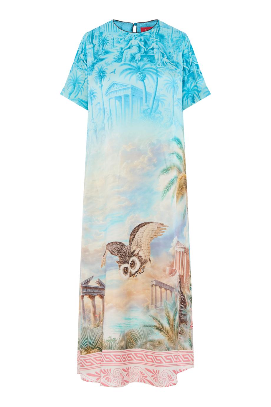 F.R.S. Special Edition - Criso printed silk-blend maxi dress in owl blue