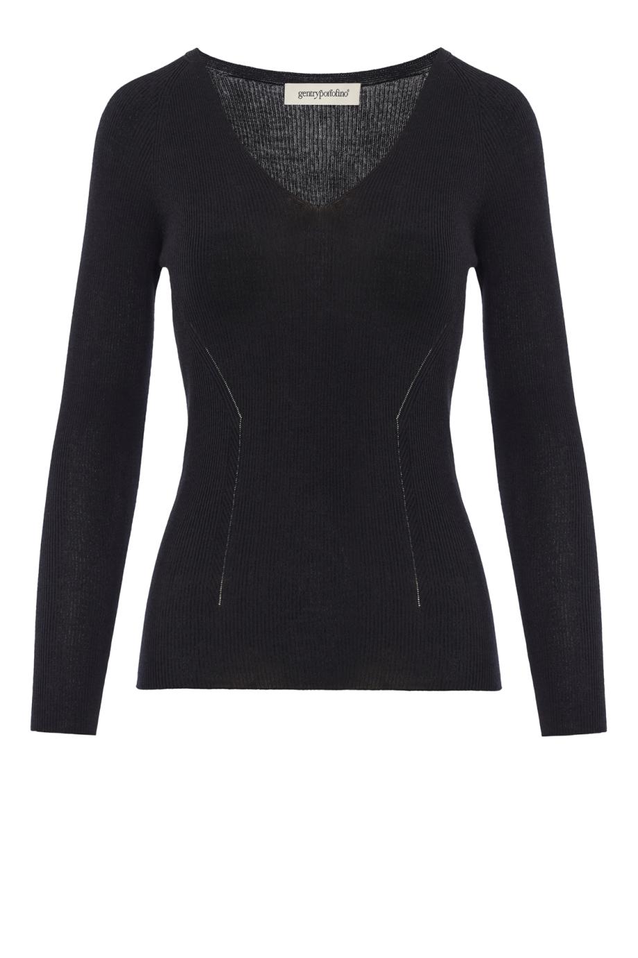 Silk and cotton fine-knit sweater in black