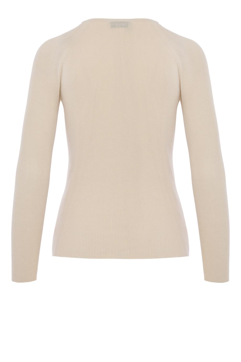 Silk and cotton fine-knit sweater in ecru