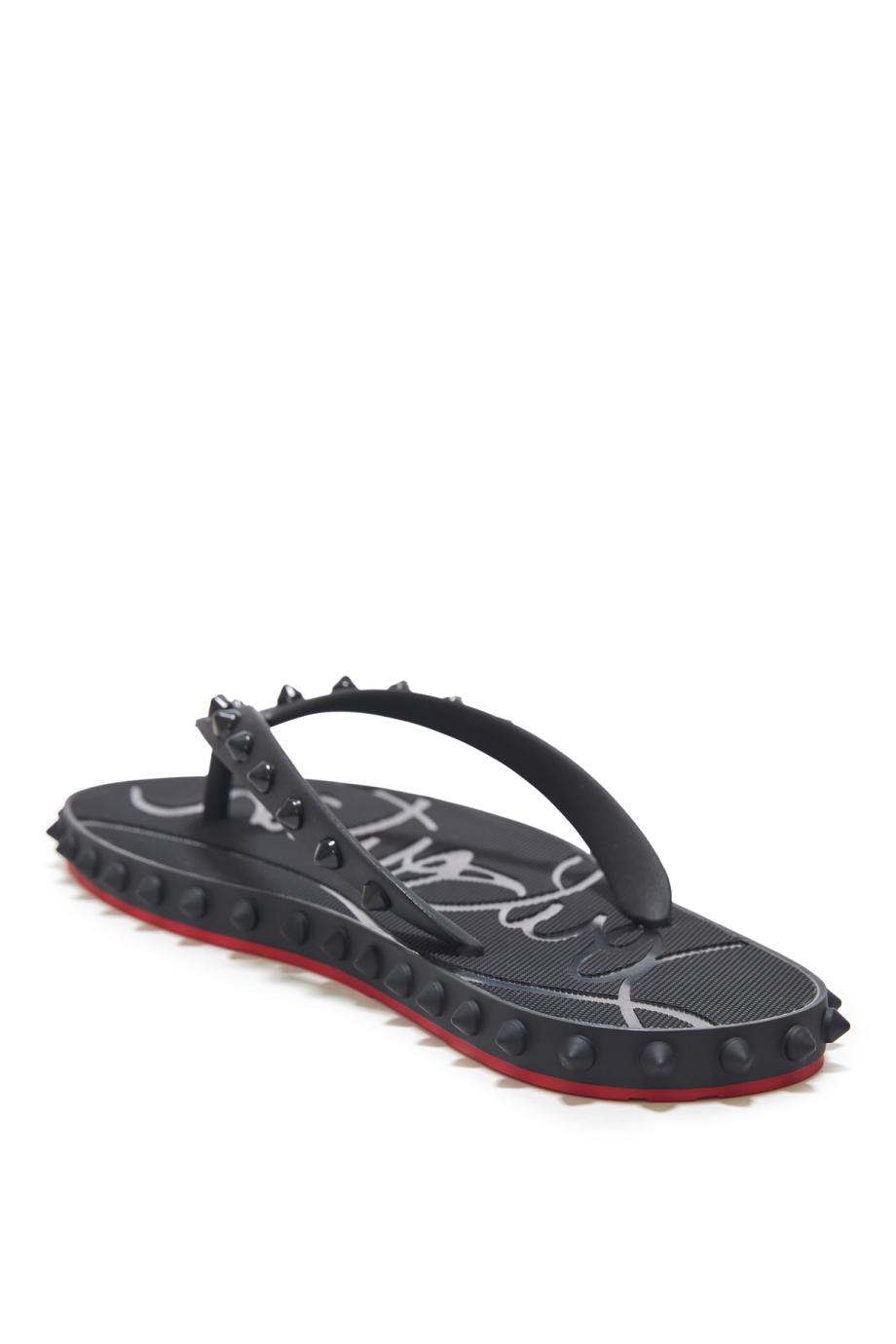 Super Loubi embellished rubber flip-flops in black