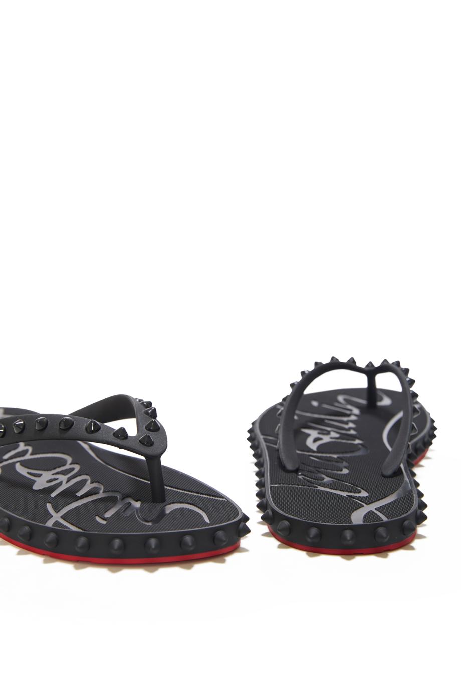 Super Loubi embellished rubber flip-flops in black