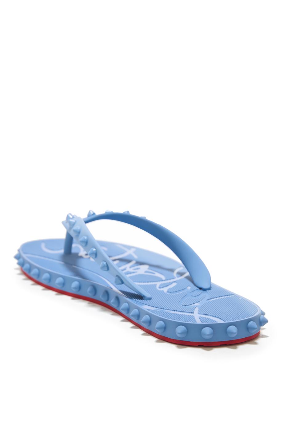 Super Loubi embellished rubber flip-flops in ceruleo