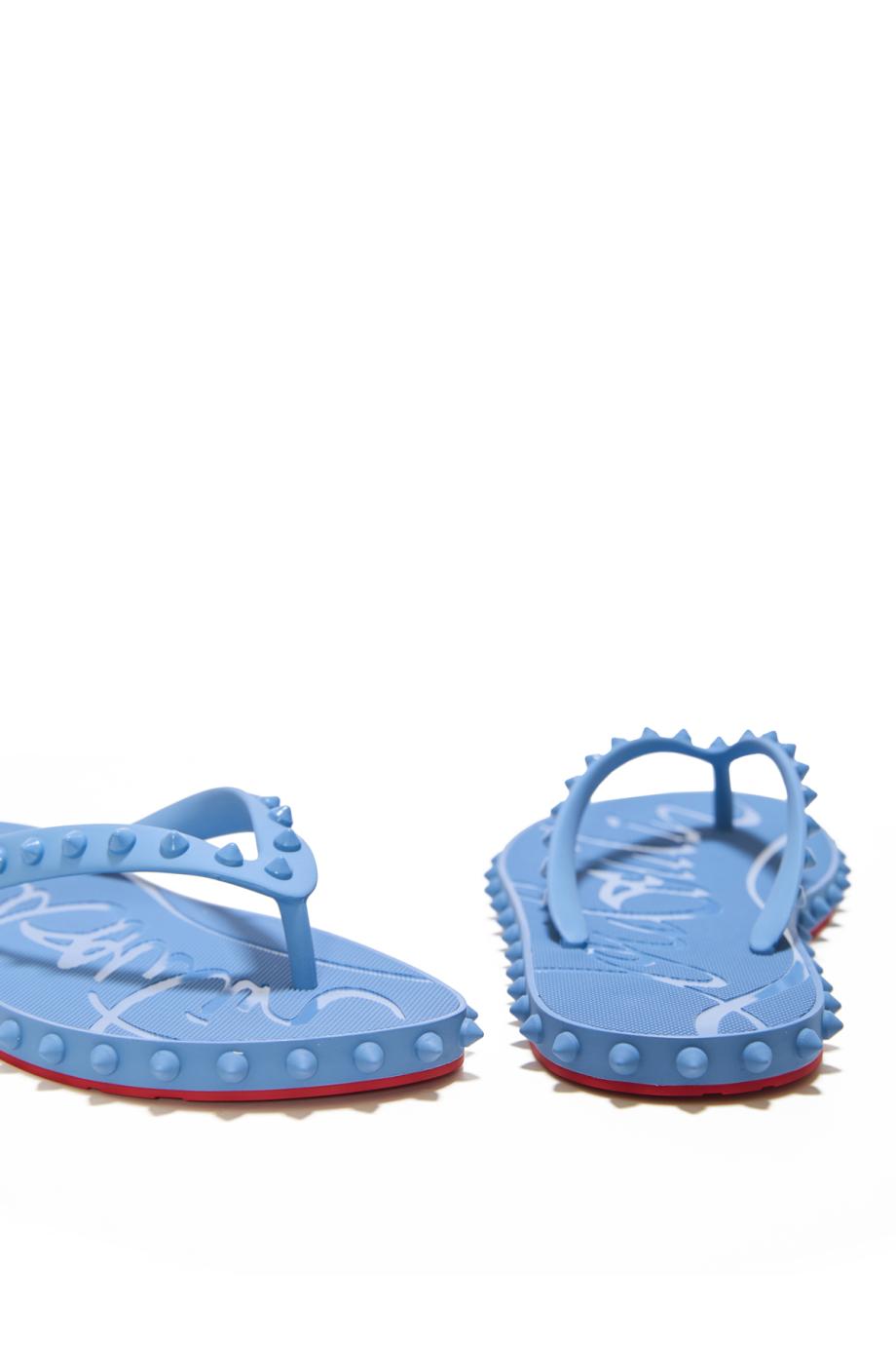 Super Loubi embellished rubber flip-flops in ceruleo