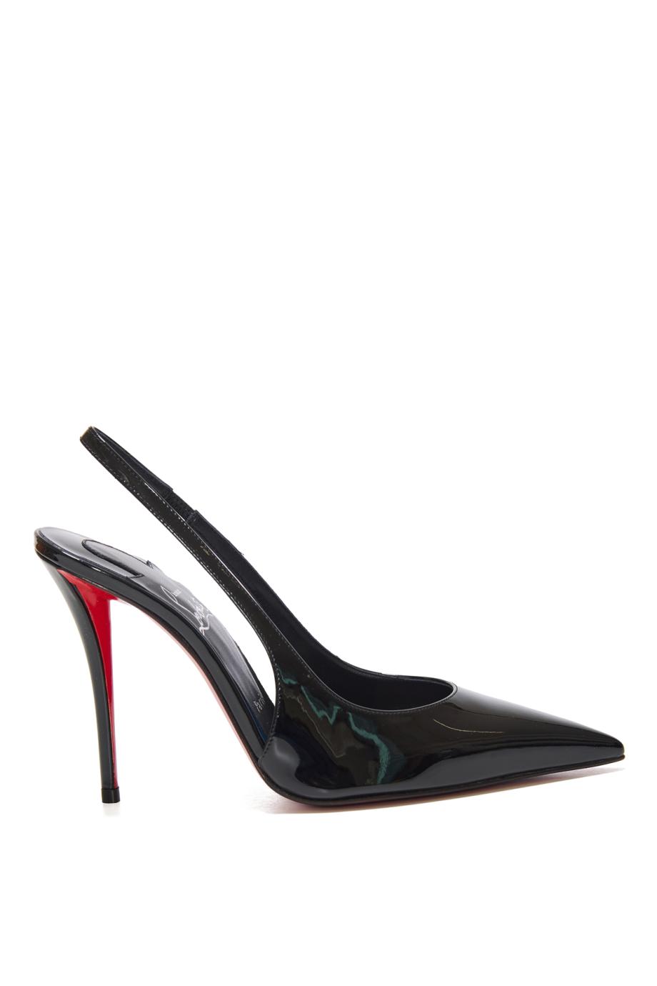 Miss Z 100 patent-leather slingback pumps in black