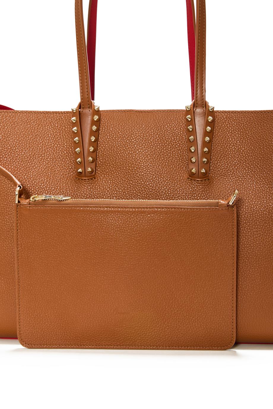Cabata small leather tote in cuoio