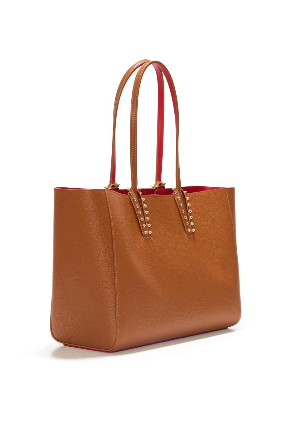 Cabata small leather tote in cuoio