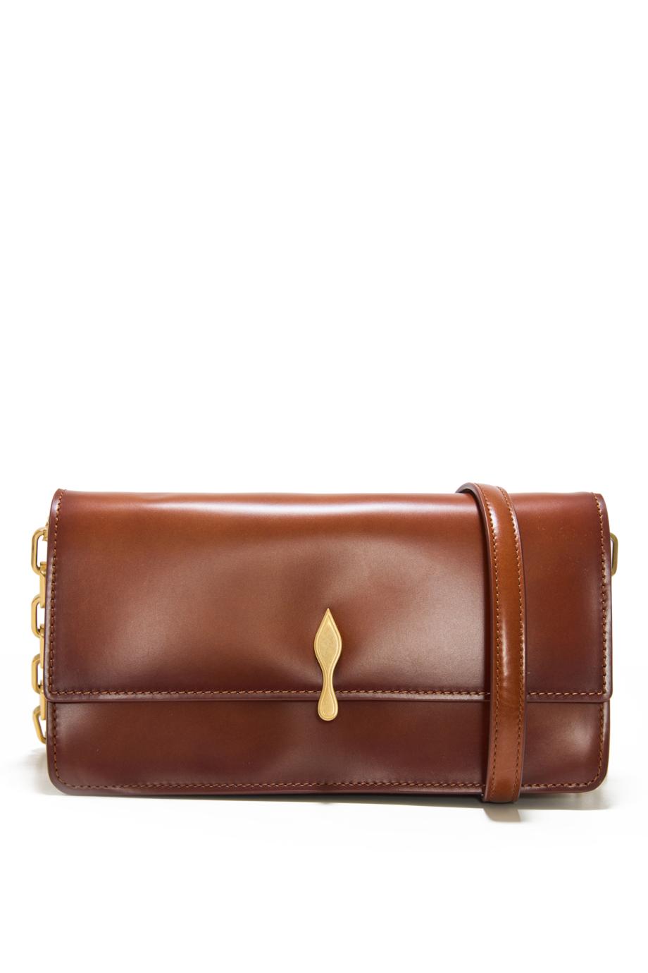 Bettina leather cross-body clutch in cognac