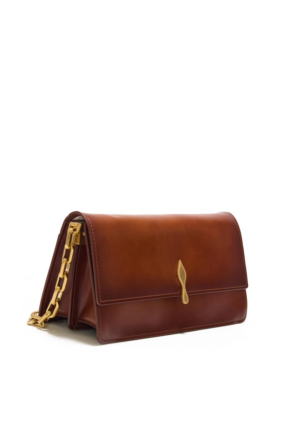Bettina leather cross-body clutch in cognac