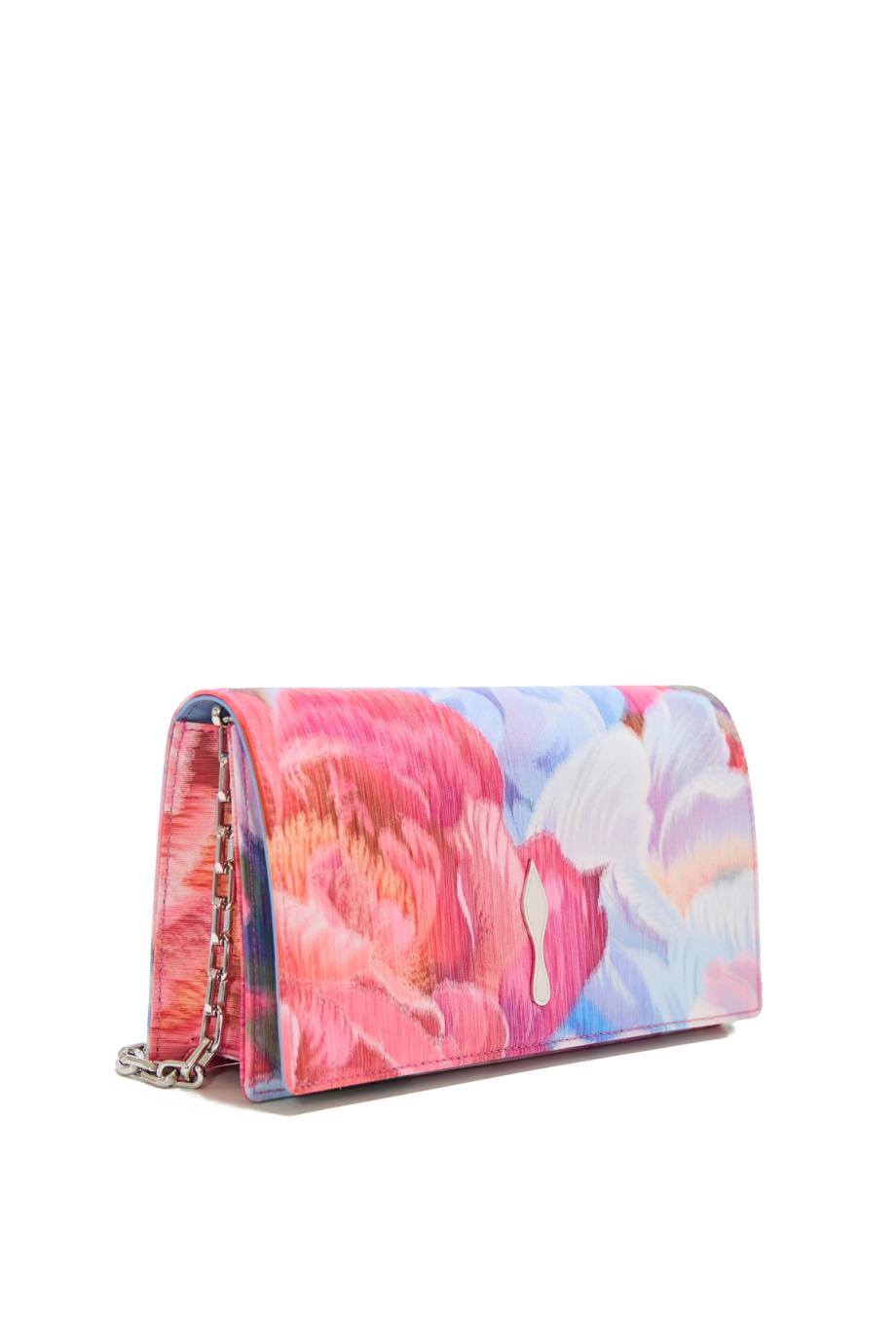 Bettina Peonies printed crepe clutch in multicolor