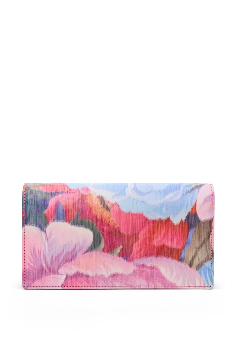 Bettina Peonies printed crepe clutch in multicolor