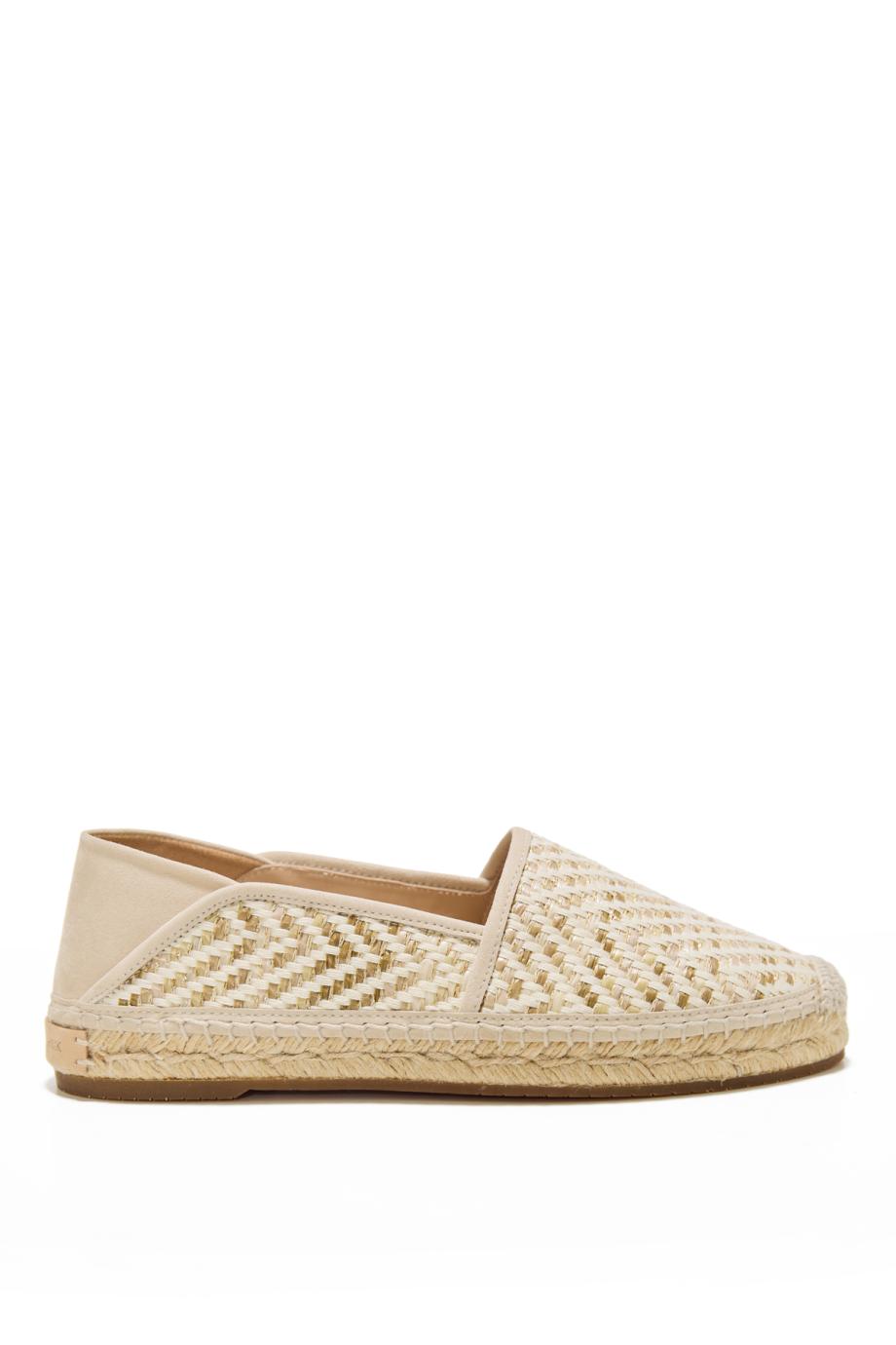 Espadra woven and suede espadrilles in cream