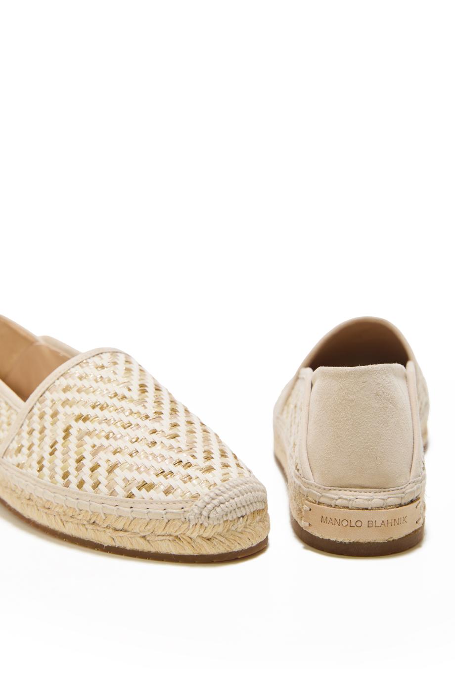Espadra woven and suede espadrilles in cream