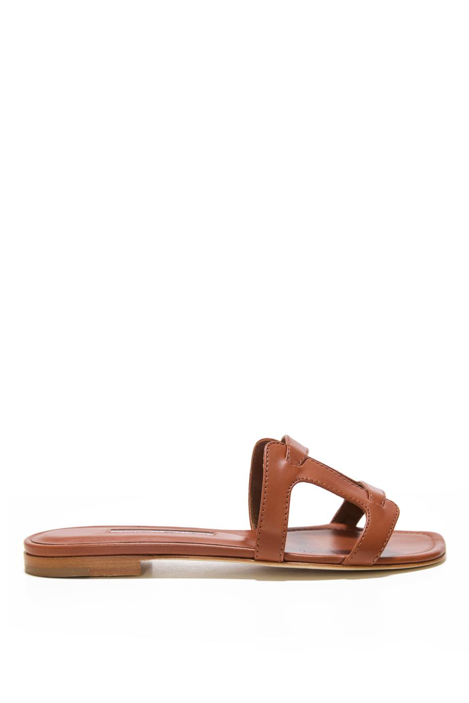 Monoblocco 10 leather slides in griege