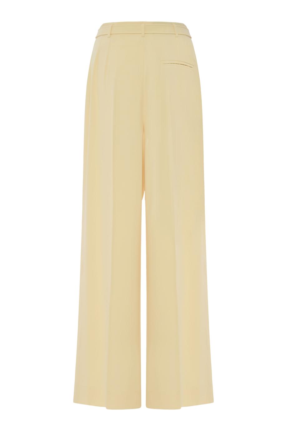 Eclair belted crepe pants in pale yellow 