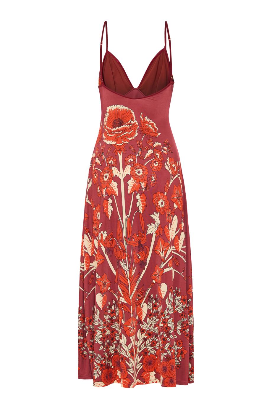 Sendero De Astromelias midi Dress in whine red