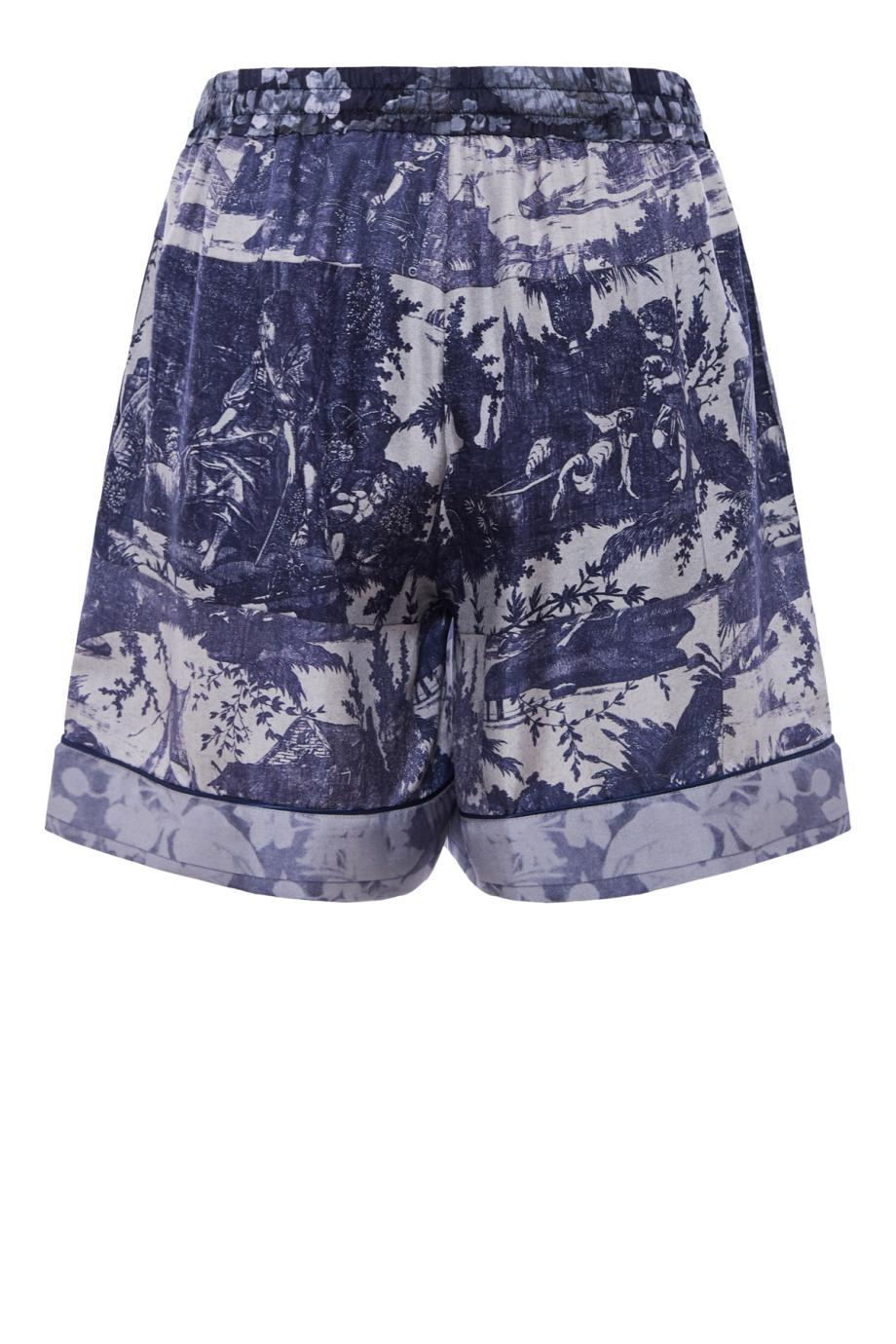 Aloe printed silk shorts in blue