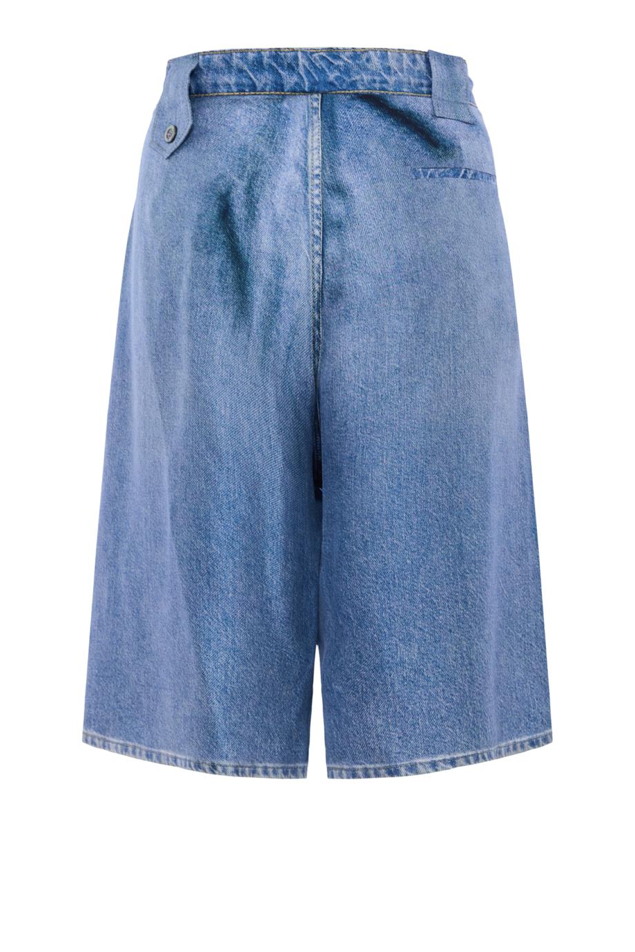 Aloe printed denim silk shorts in blue