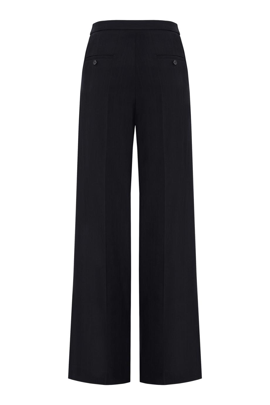 Two-tone silk-blend wide leg pants in parchment/black