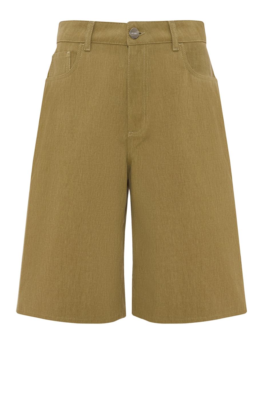 Baggy fit Cotton denim shorts in sage