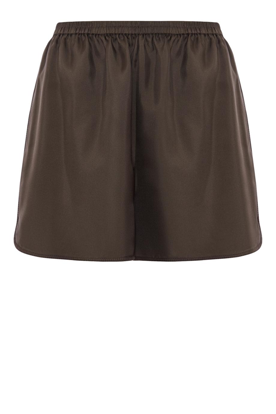 Tape silk shorts in earth