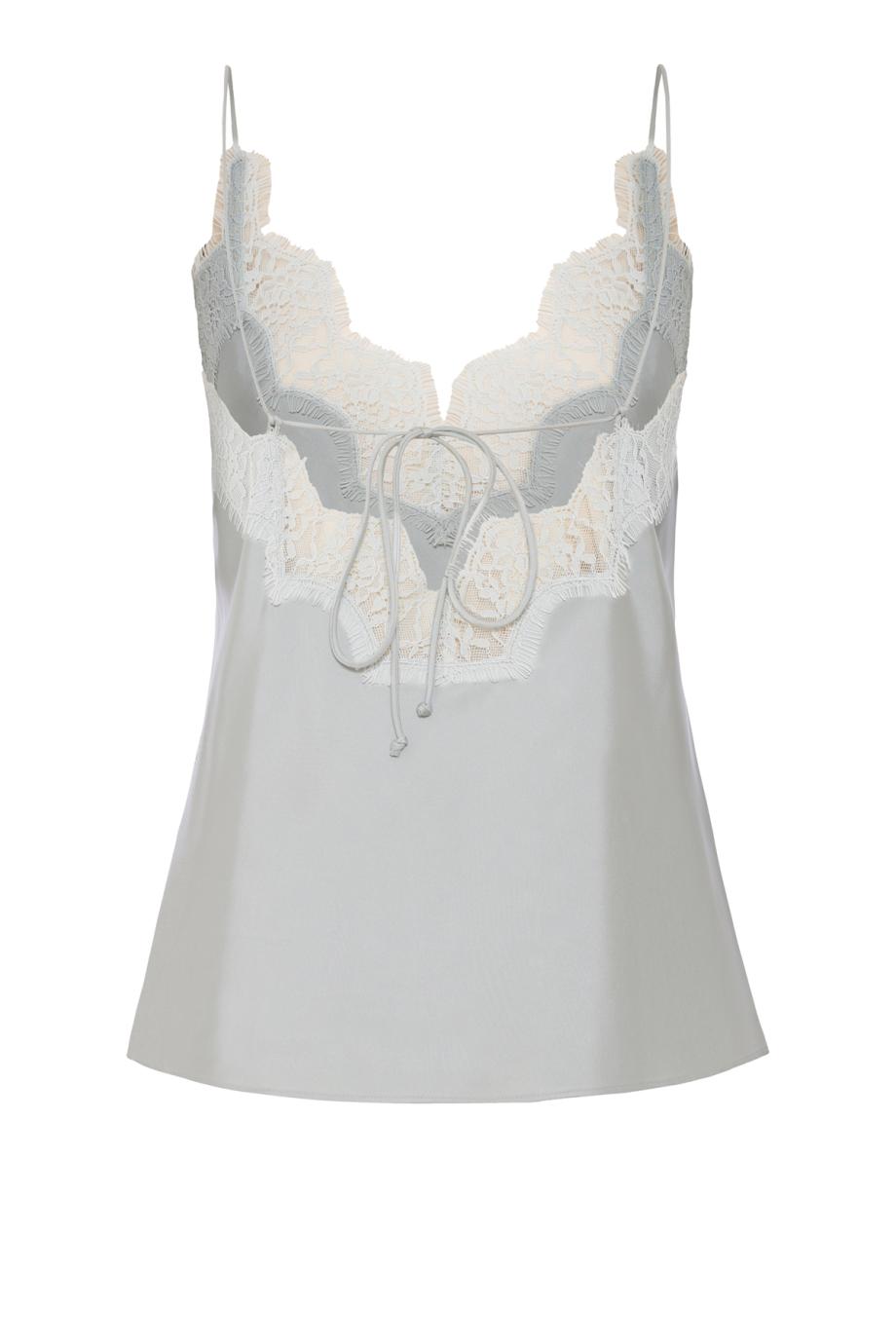 Lace-trimmed silk camisole in foam