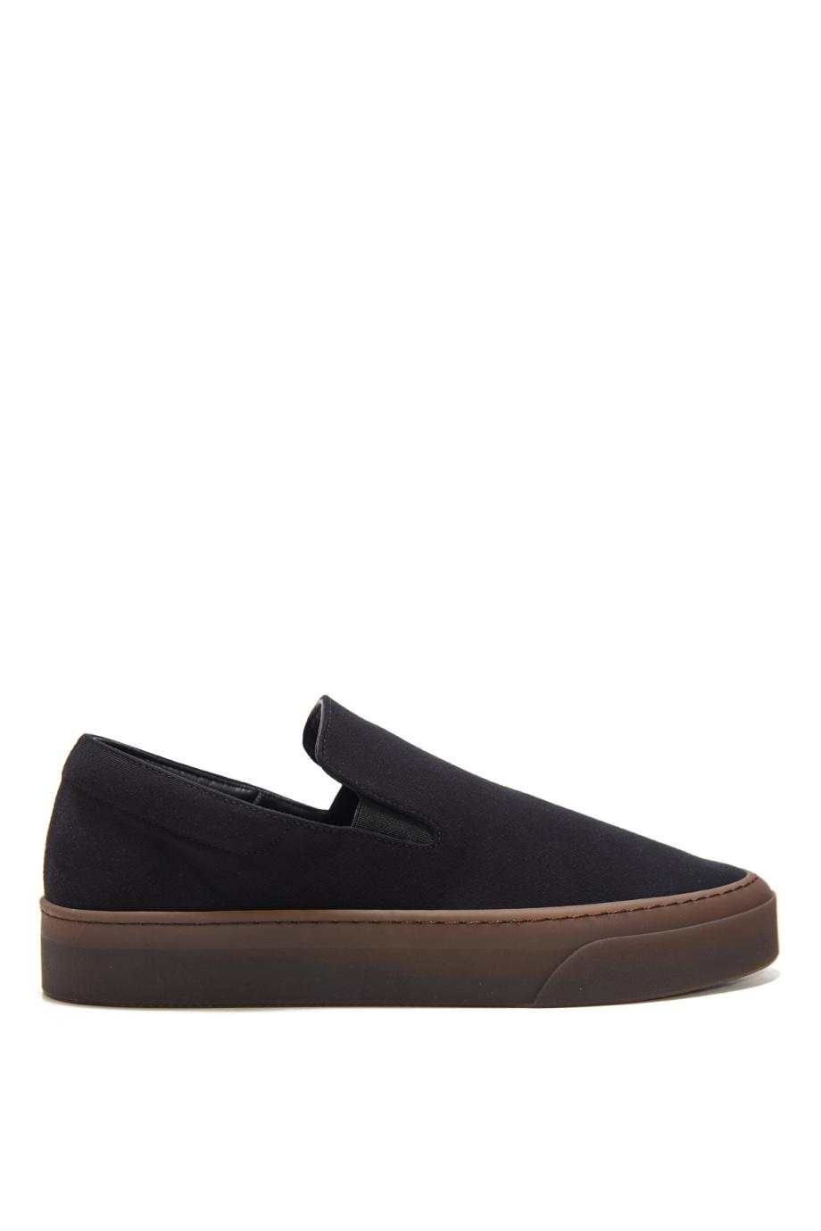 Cotton and leather sneakers in black 
