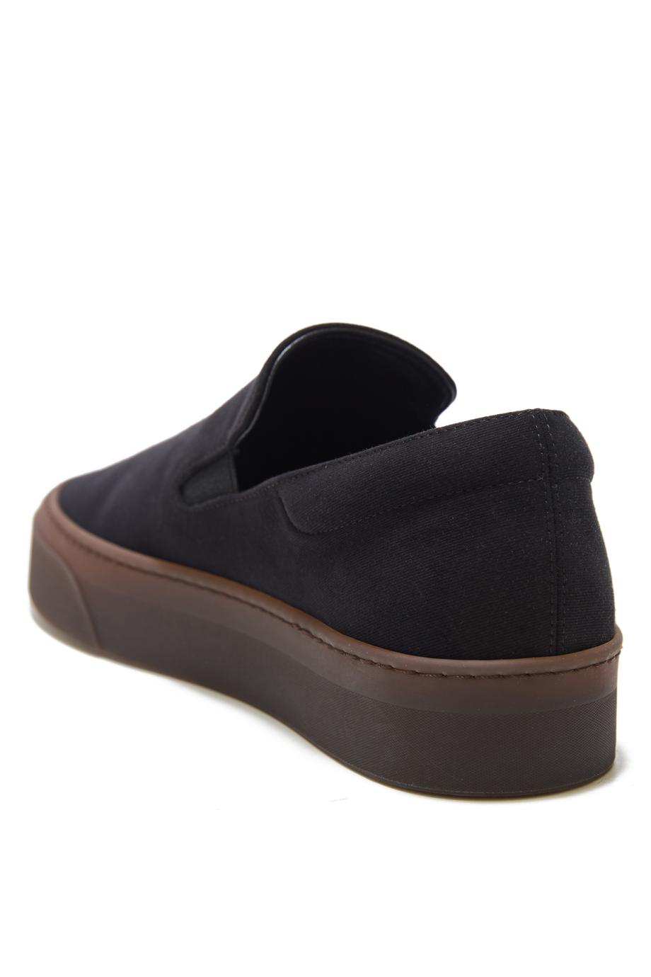 Cotton and leather sneakers in black 