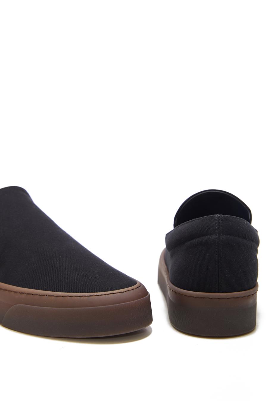 Cotton and leather sneakers in black 