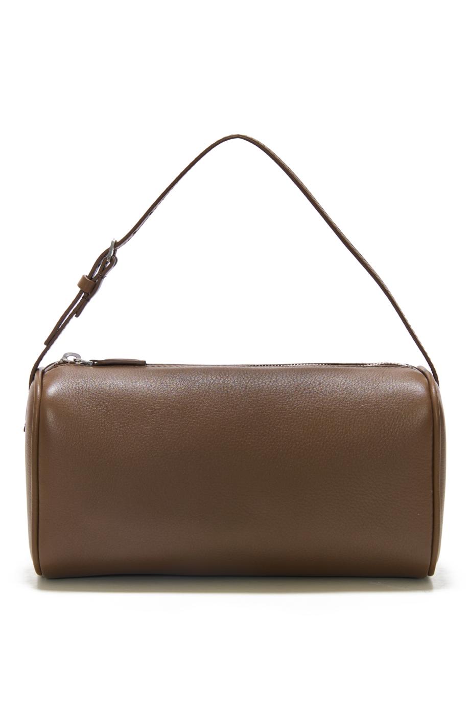 90's leather top handle bag in tawny brown