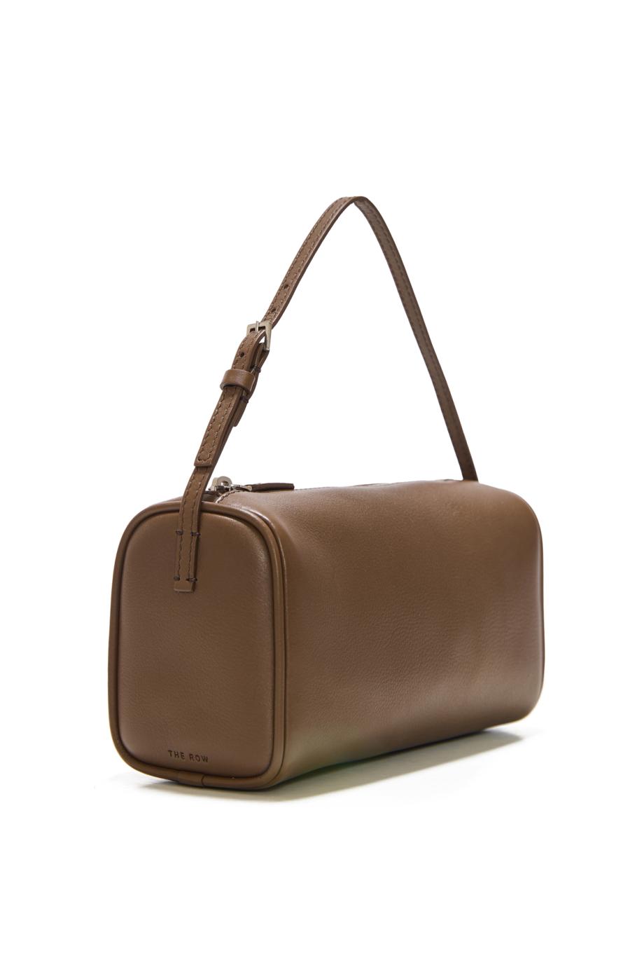 90's leather top handle bag in tawny brown