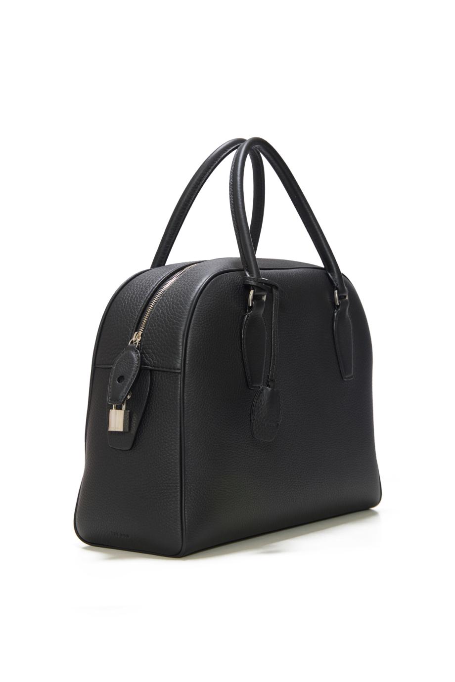 India 12 leather bowling tote bag in black