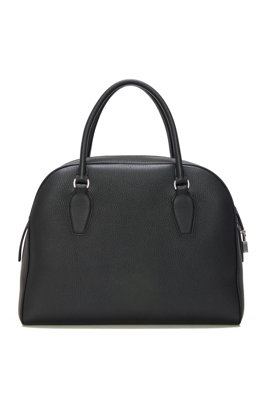 India 12 leather bowling tote bag in black