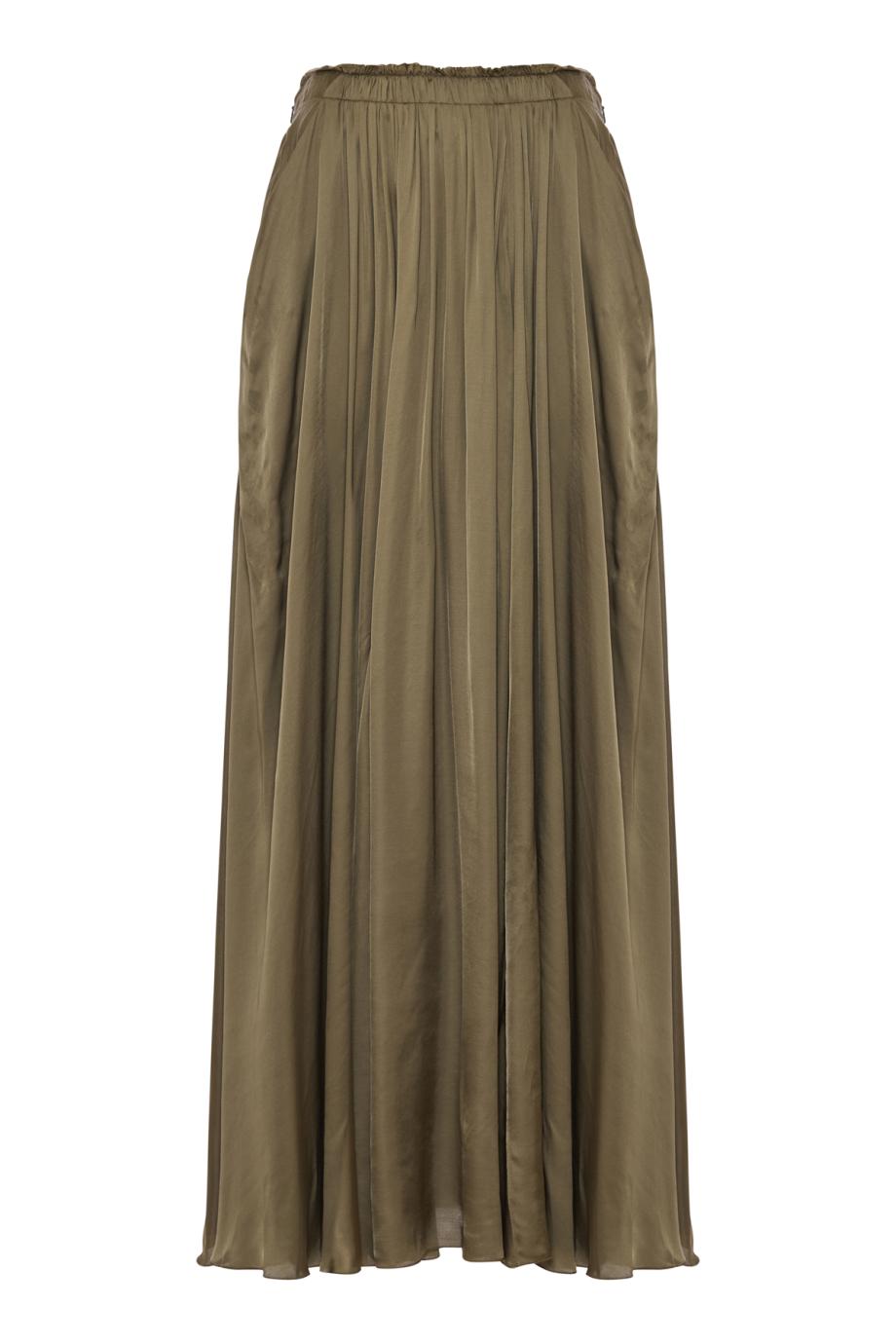 Frida satin maxi skirt in military