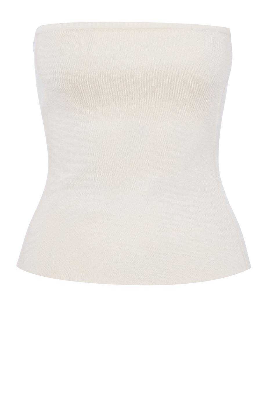 Knitted strapless silk top in white 
