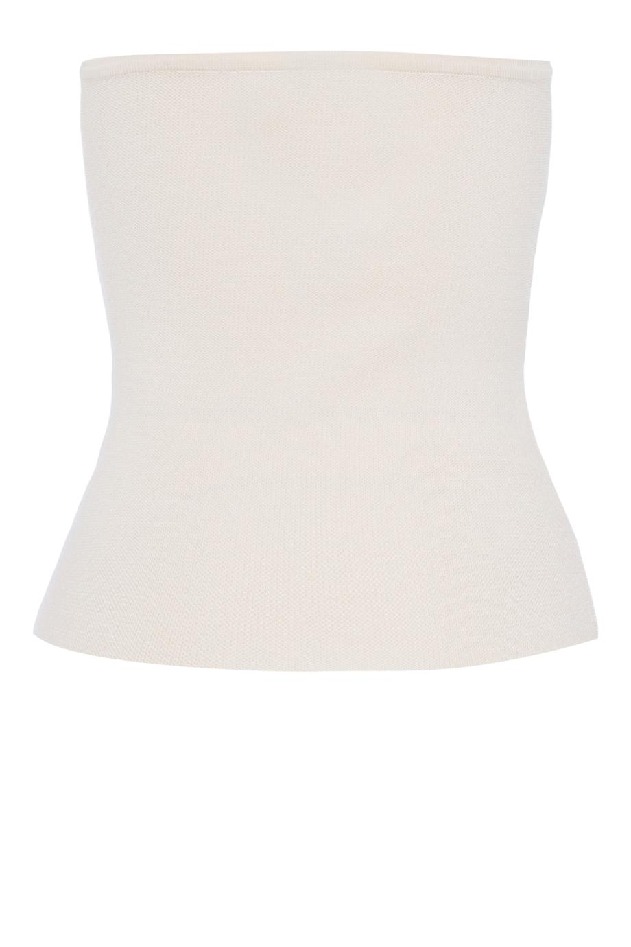 Knitted strapless silk top in white 