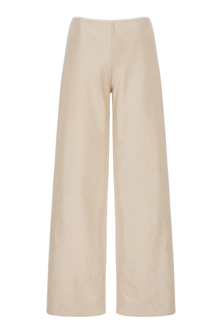 Satin wide leg pants in beige