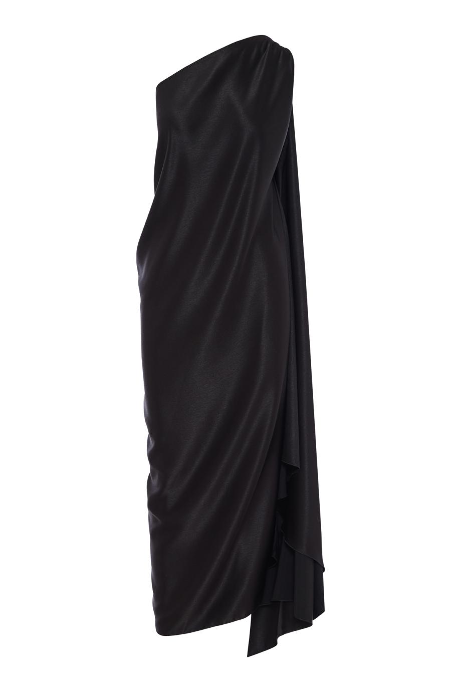 Dea one-shoulder satin maxi dress in black