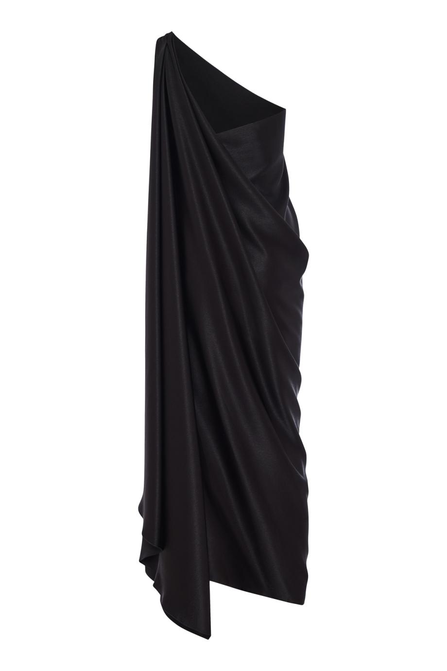 Dea one-shoulder satin maxi dress in black