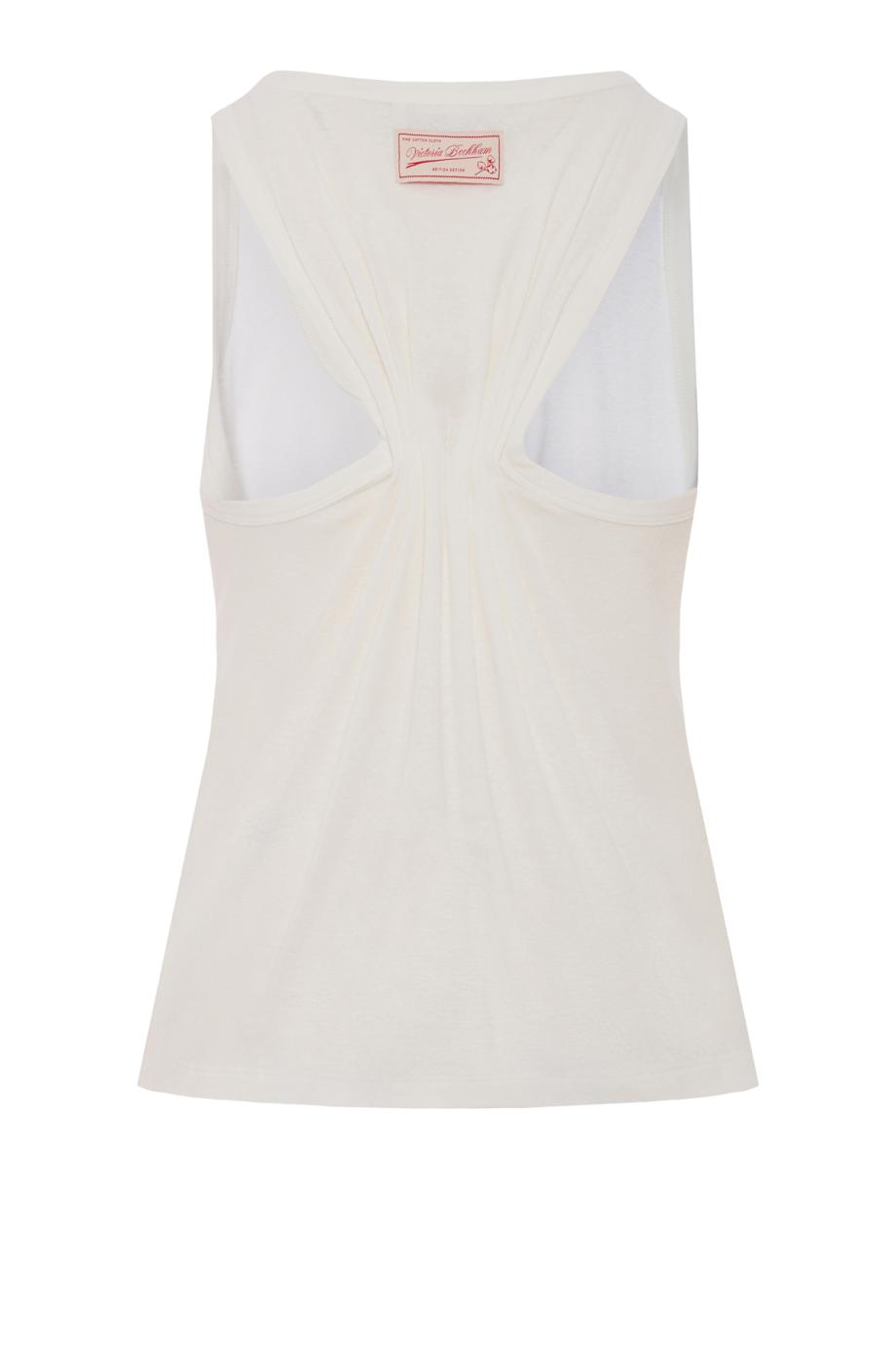 Split cotton and linen tank top in white