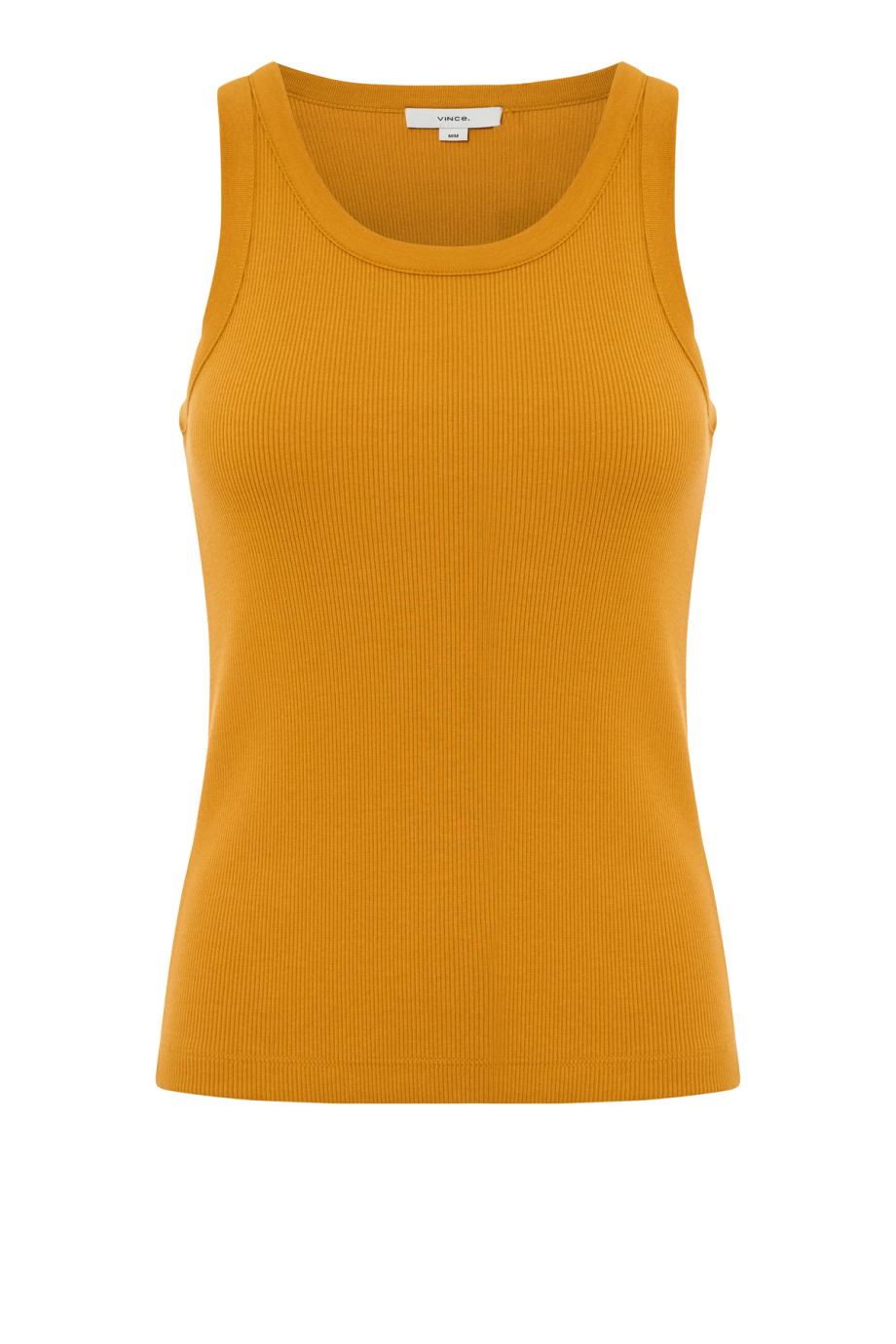 Cotton-blend tank top in clementine 