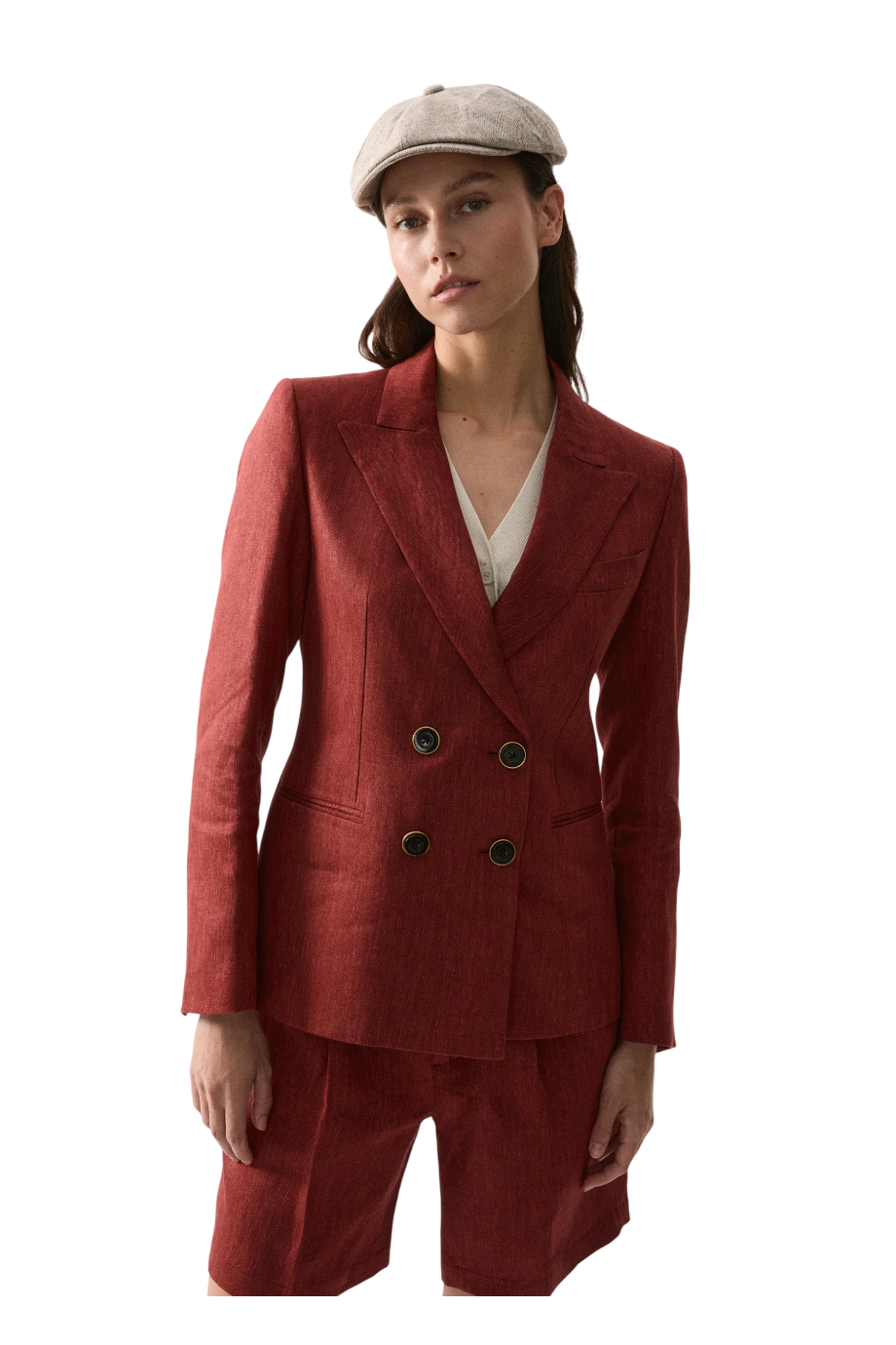 Bastien linen blazer in cherry